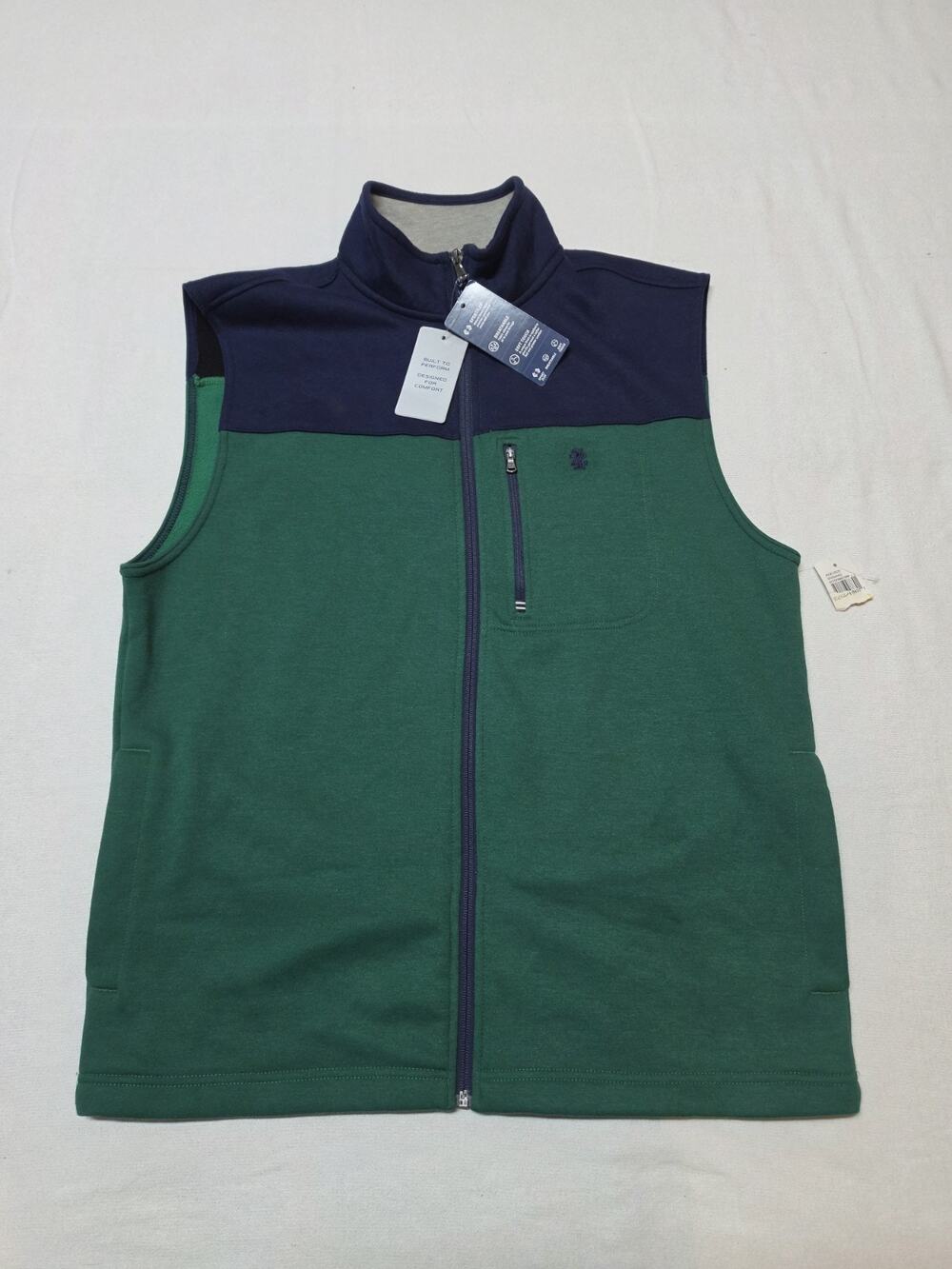 izod advantage performance Zip Up Sweater Vest Mens Size M Green And Blue